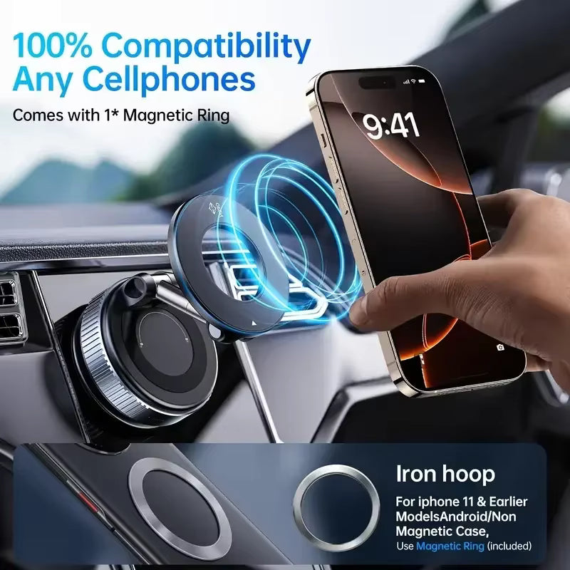 360° Magnetic Phone Holder– Strong Suction, Full Rotation, Fits All Phones