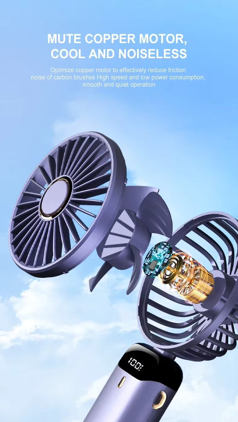 5-Speed Portable Fan with Screen & Phone Stand