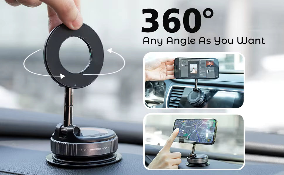 360° Magnetic Phone Holder– Strong Suction, Full Rotation, Fits All Phones