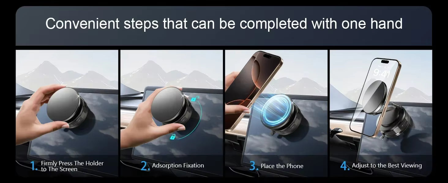 360° Magnetic Phone Holder– Strong Suction, Full Rotation, Fits All Phones