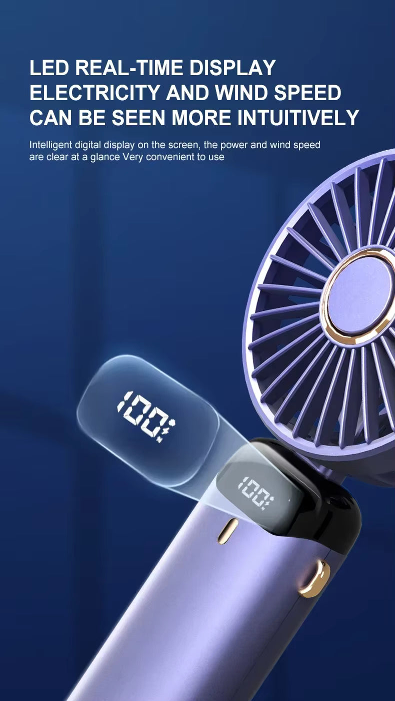 5-Speed Portable Fan with Screen & Phone Stand