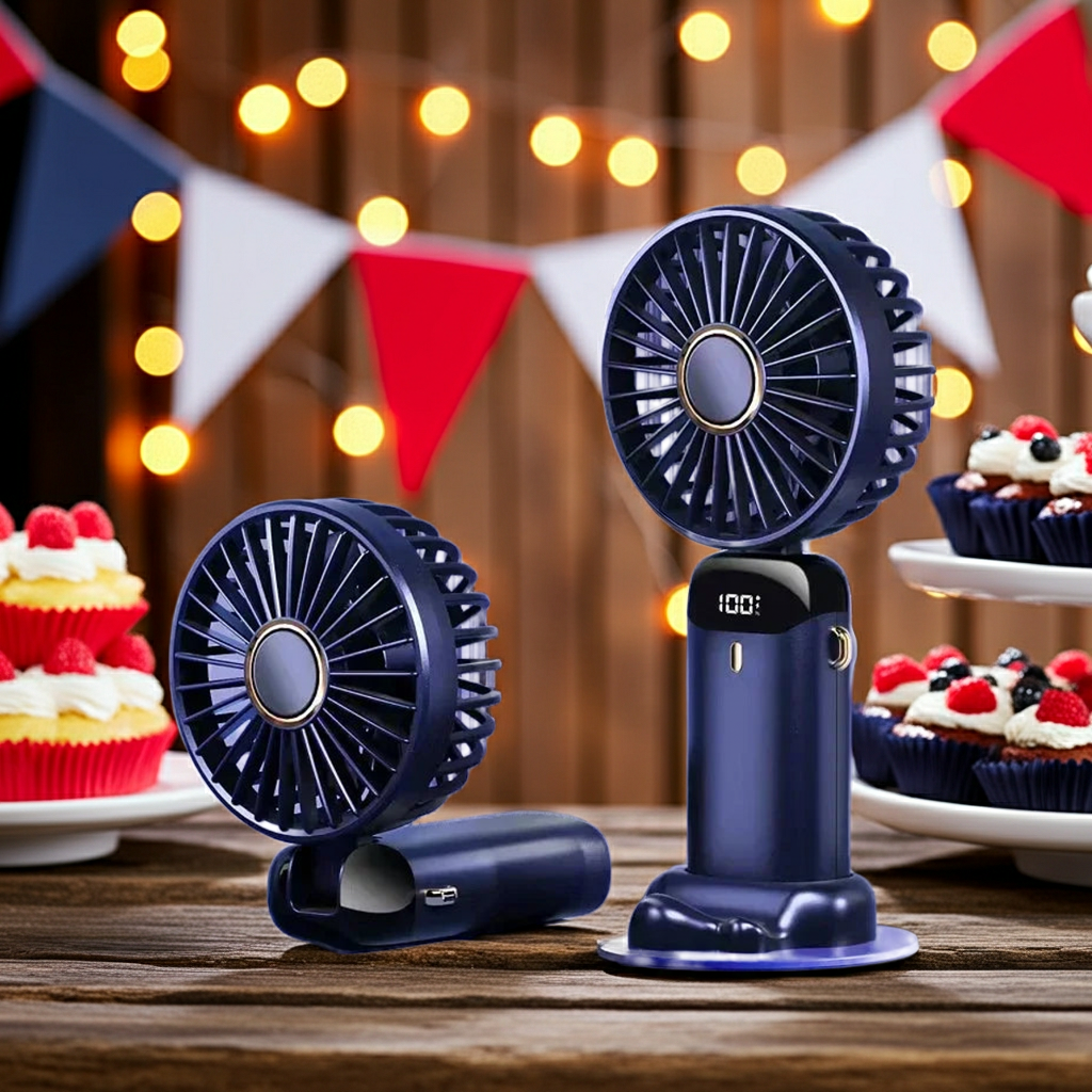 5-Speed Portable Fan with Screen & Phone Stand
