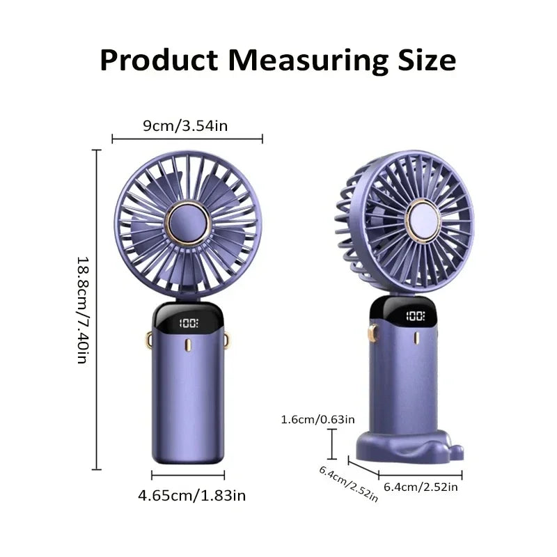 5-Speed Portable Fan with Screen & Phone Stand