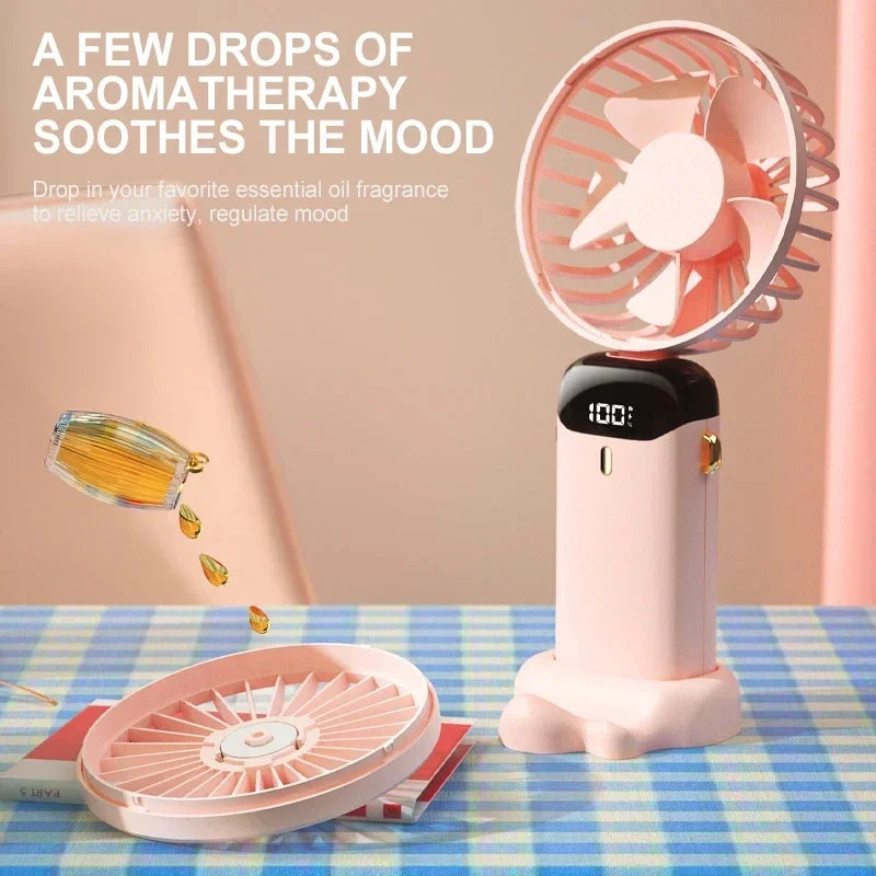 5-Speed Portable Fan with Screen & Phone Stand