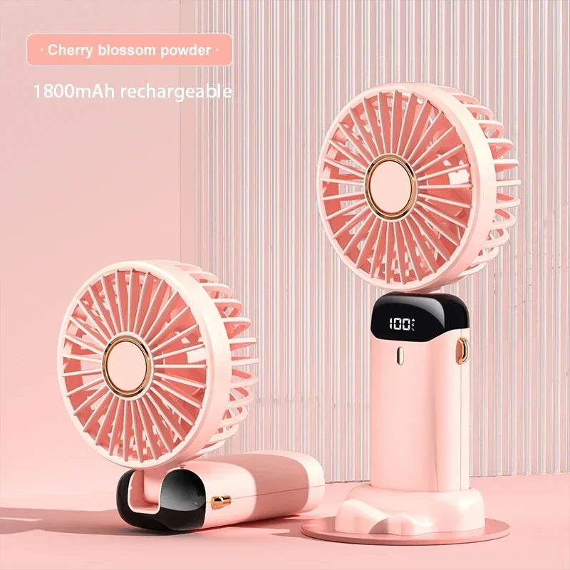 5-Speed Portable Fan with Screen & Phone Stand