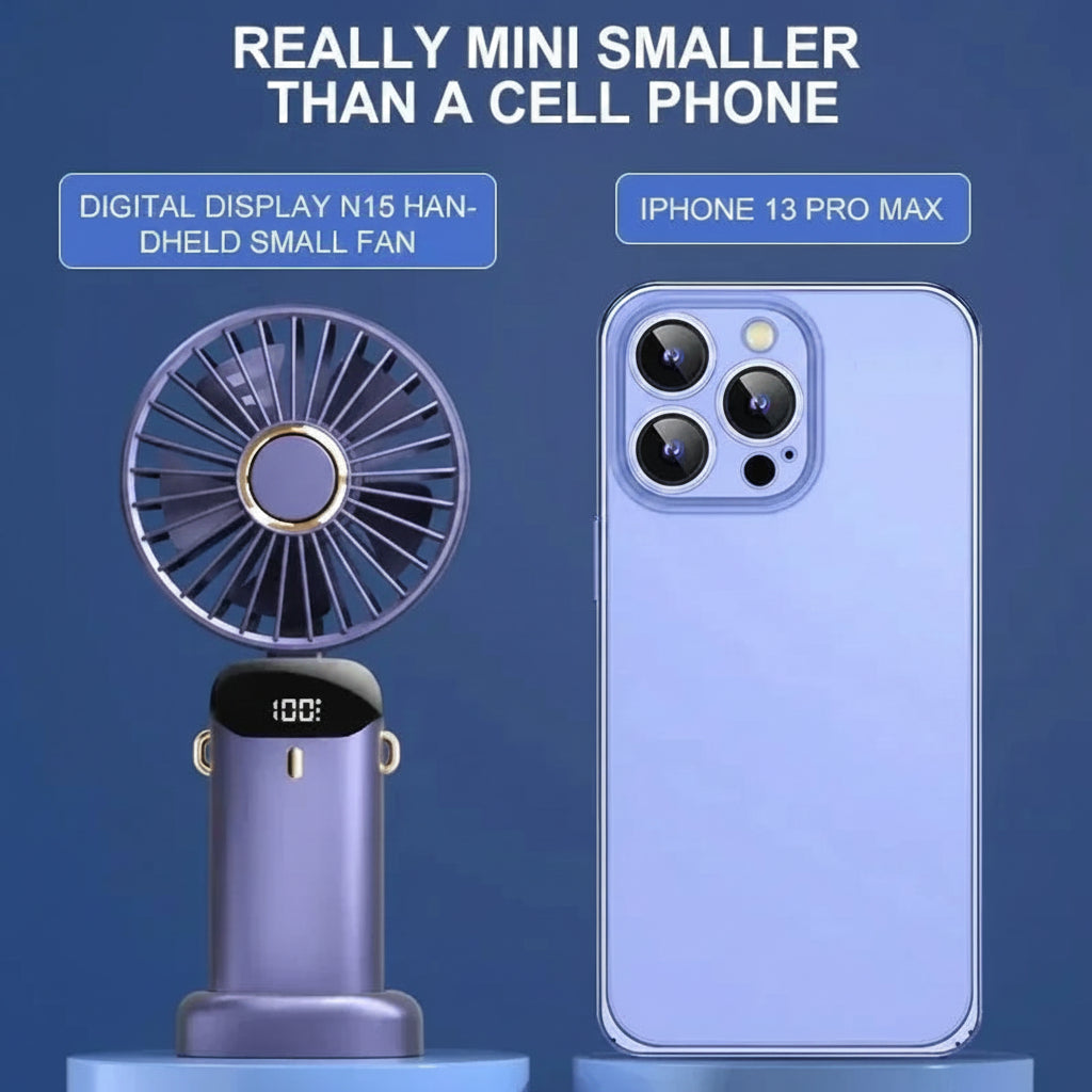 5-Speed Portable Fan with Screen & Phone Stand