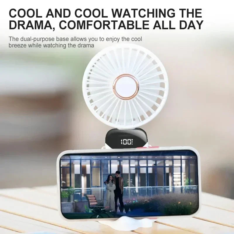 5-Speed Portable Fan with Screen & Phone Stand